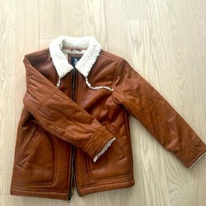 Youth faux leather Sherpa lined jacket